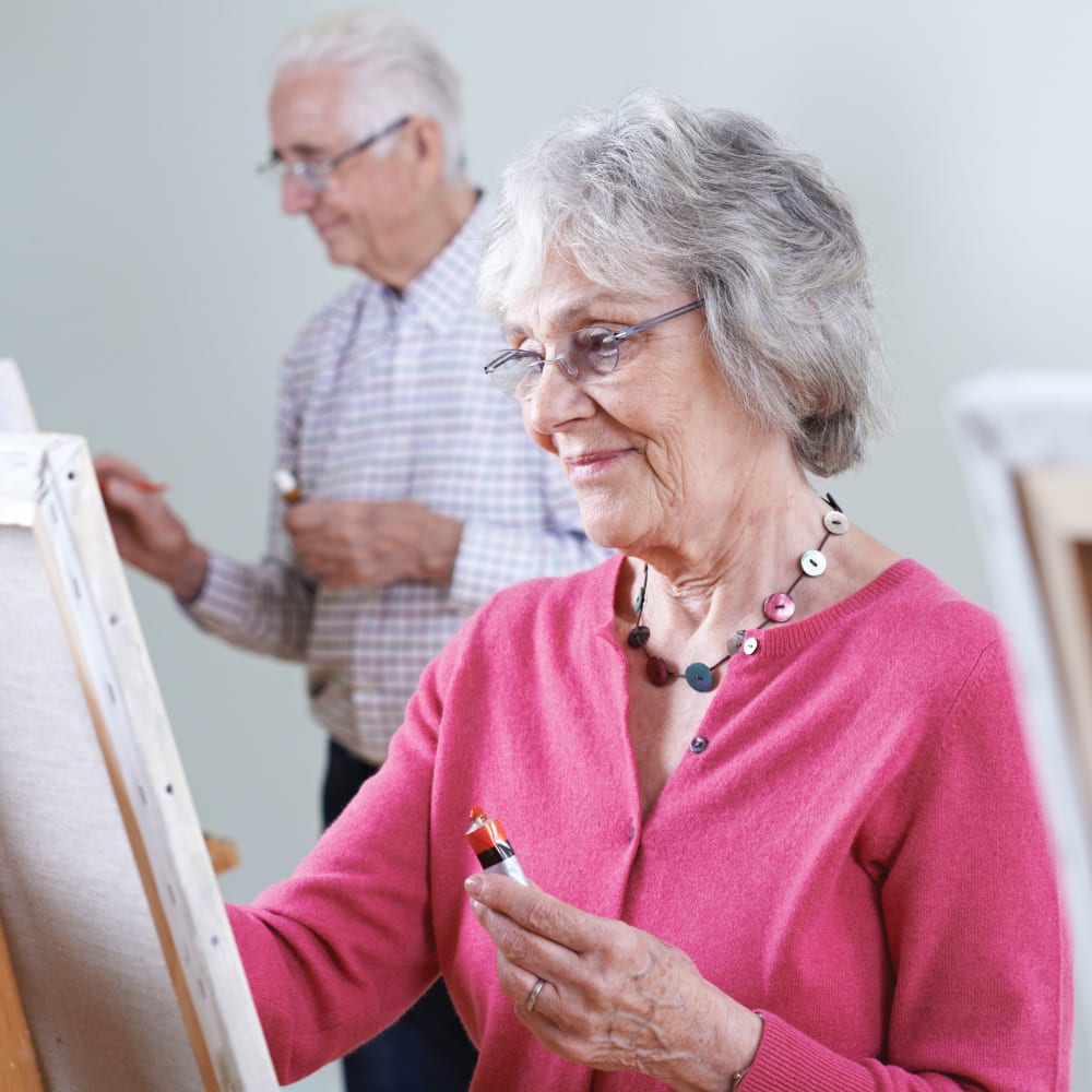 Residents painting at Anthology Senior Living in Denver, Colorado